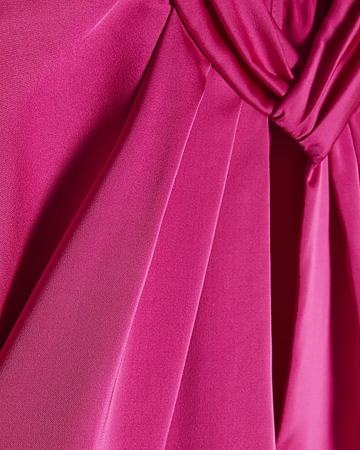 Petite Pink Angel Sleeve Twist Front Blouse
