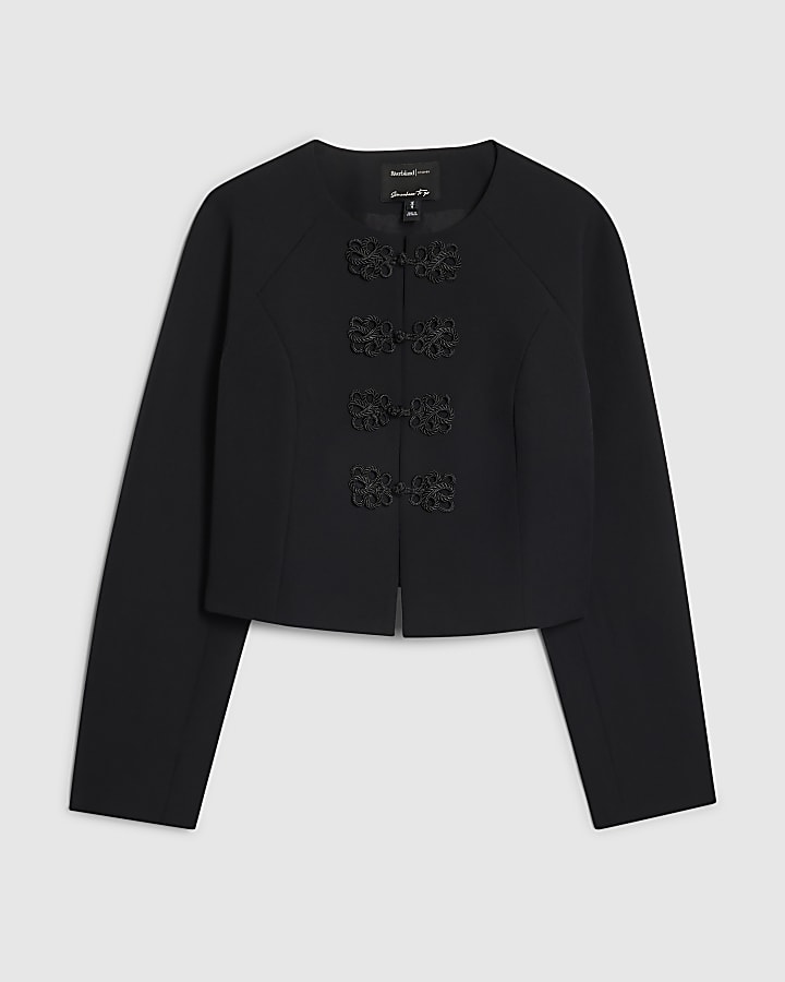 Black Mandarin Trim Jacket