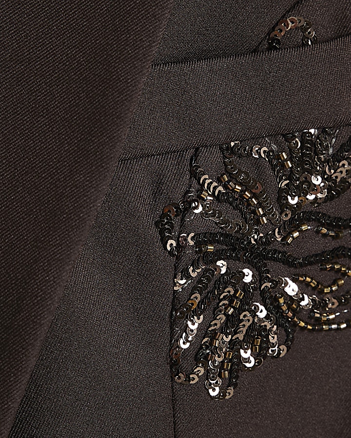 Brown Sequin Embellished Blazer
