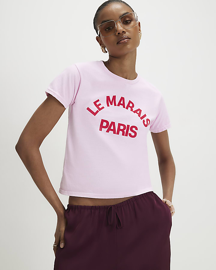 Pink Le Marais Slogan T-shirt