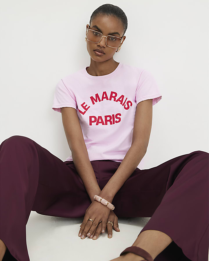 Pink Le Marais Slogan T-shirt
