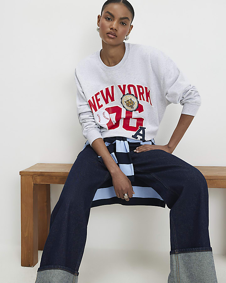 Grey Long Sleeve New York Sweatshirt