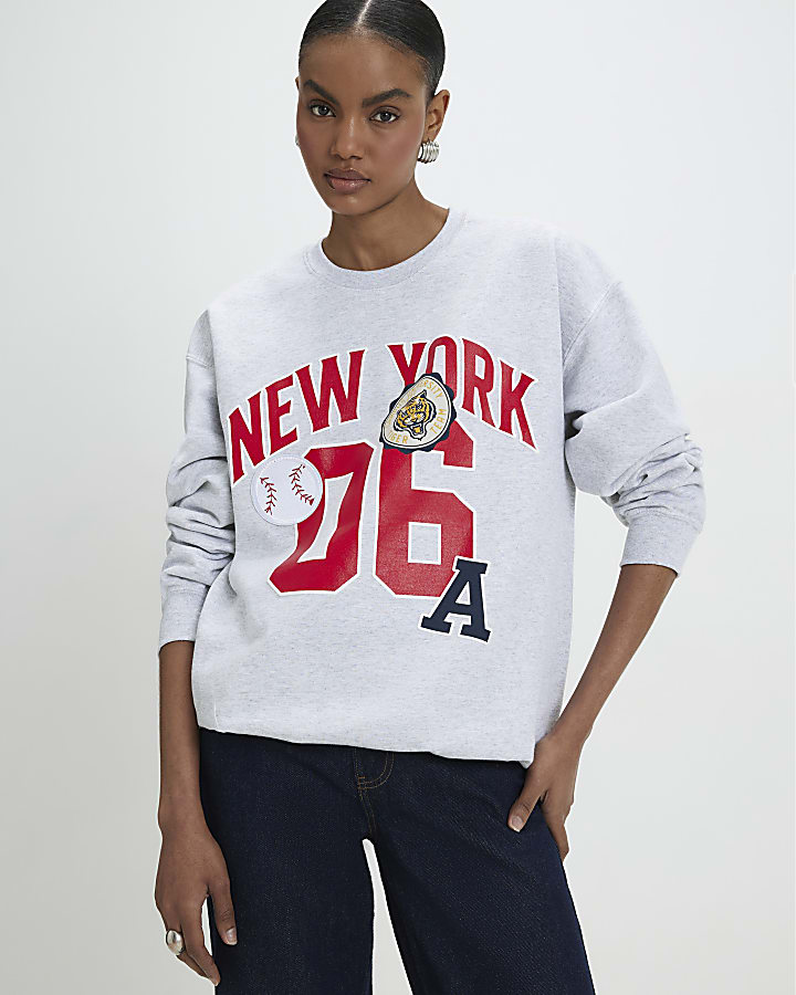 Grey Long Sleeve New York Sweatshirt