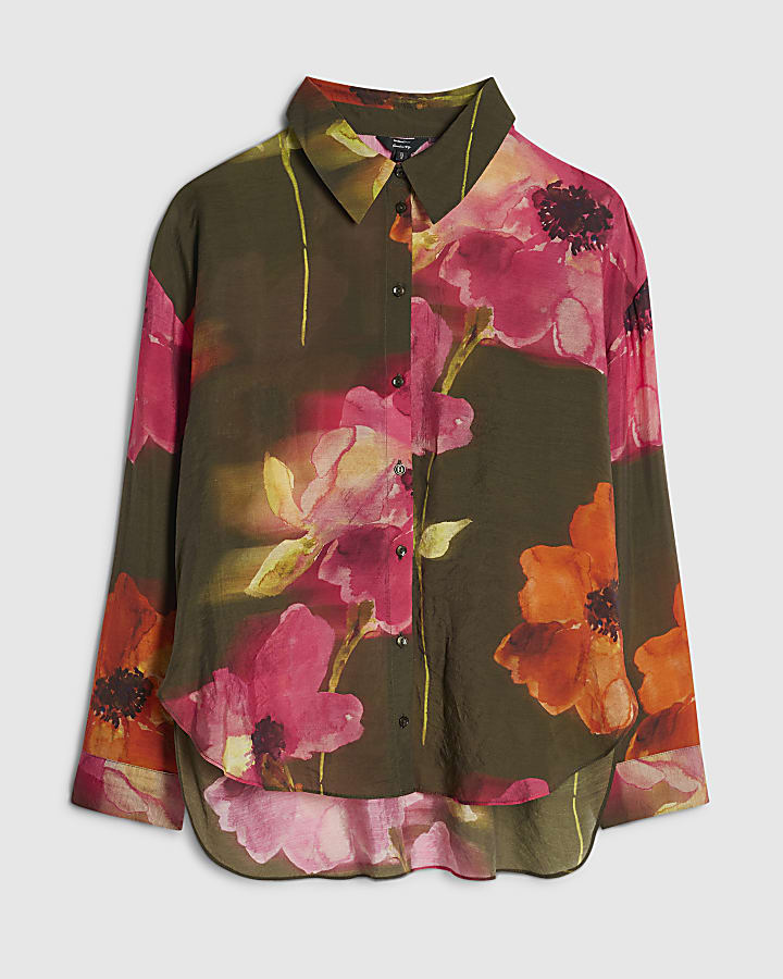 Khaki Floral Blouse