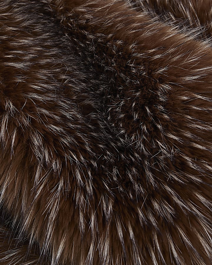 Brown Tipped Long Faux Fur Scarf