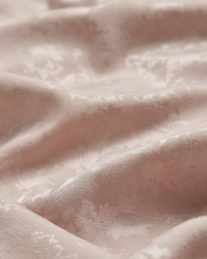 Pink Jacquard Fringe Smoking Scarf