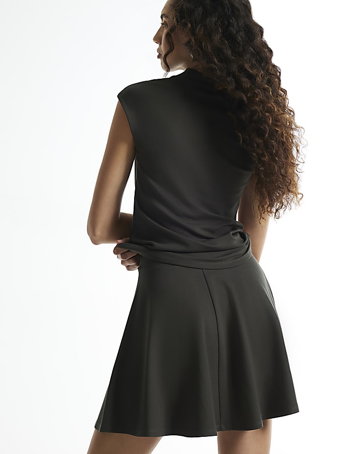 Green Ponte Flippy Mini Skirt