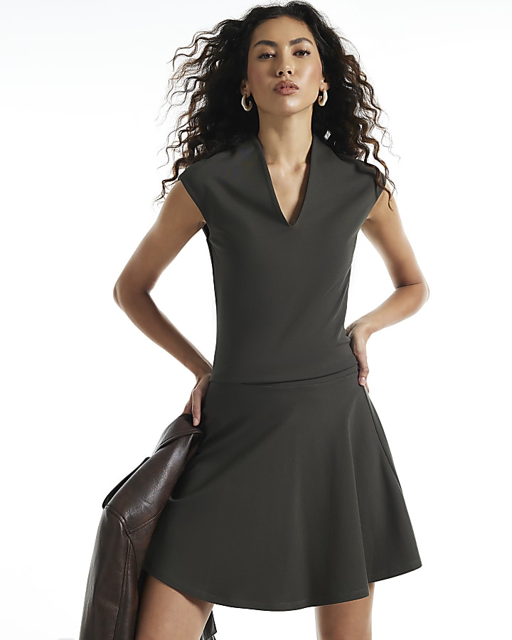 Green Ponte Flippy Mini Skirt