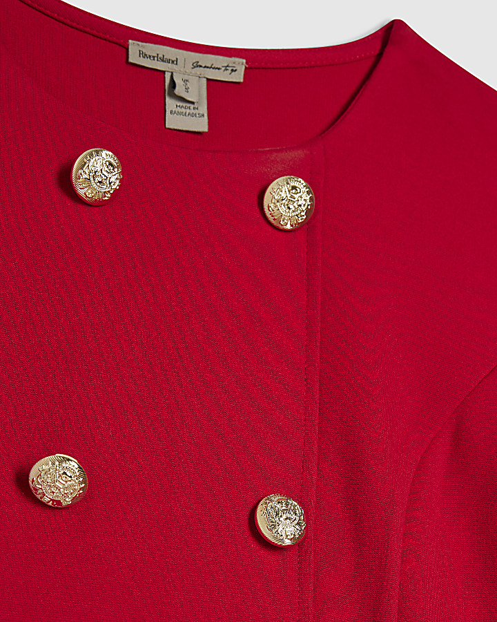 Red Ponte Military Mini Dress