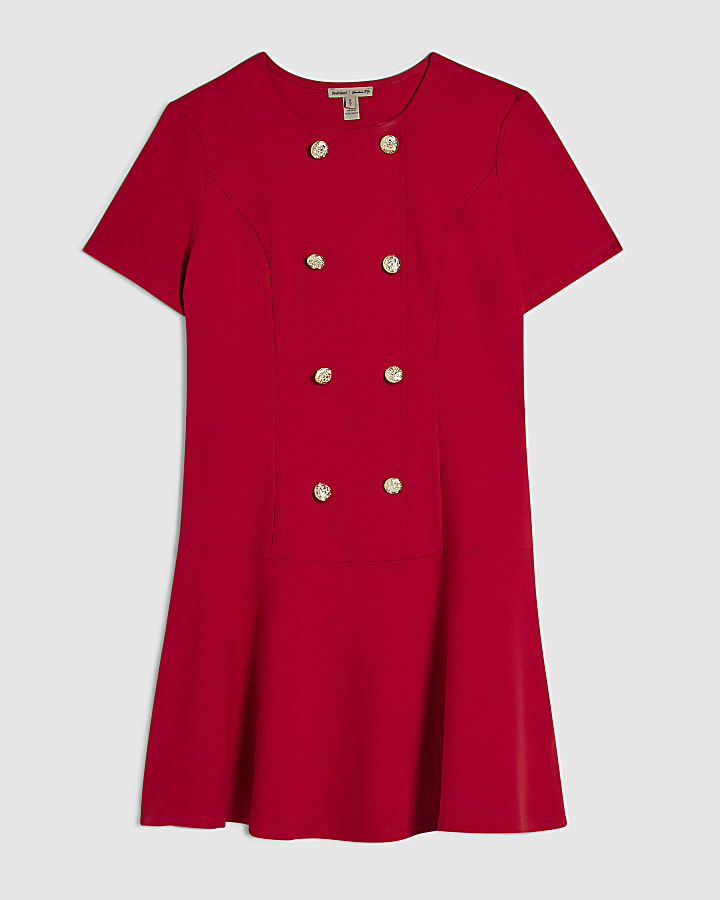 Red Ponte Military Mini Dress