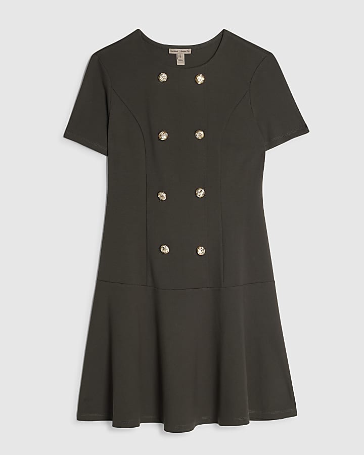 Green Ponte Military Mini Dress