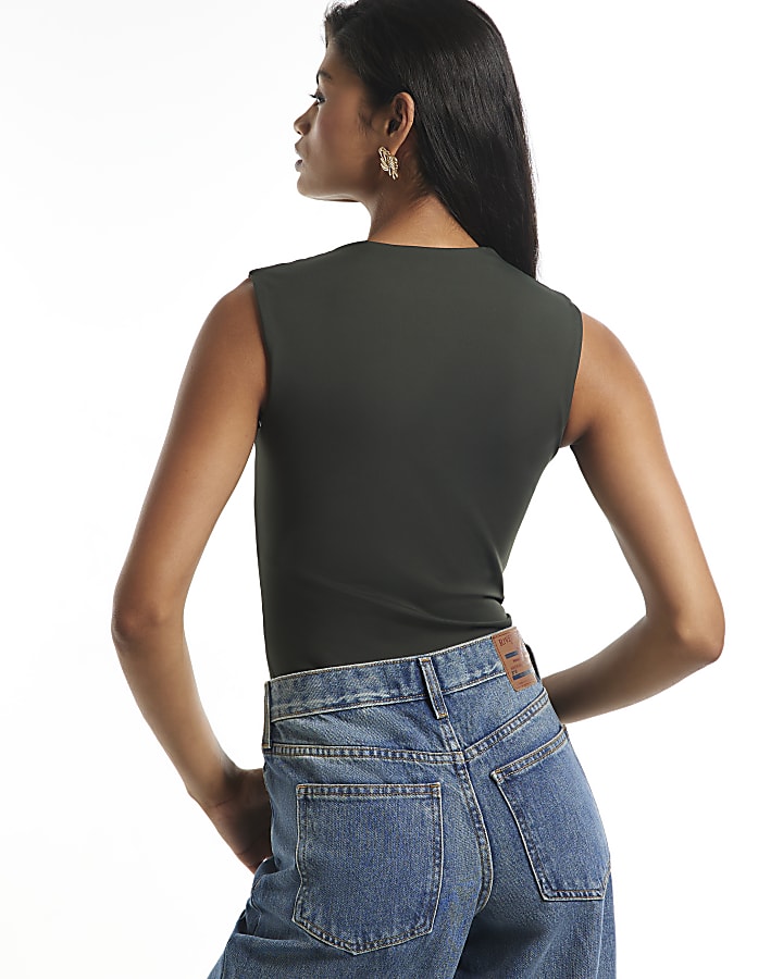 Green Square Neck Bodysuit