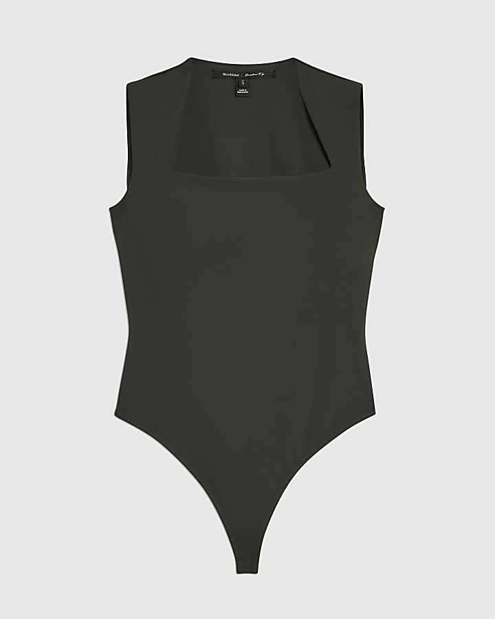 Green Square Neck Bodysuit