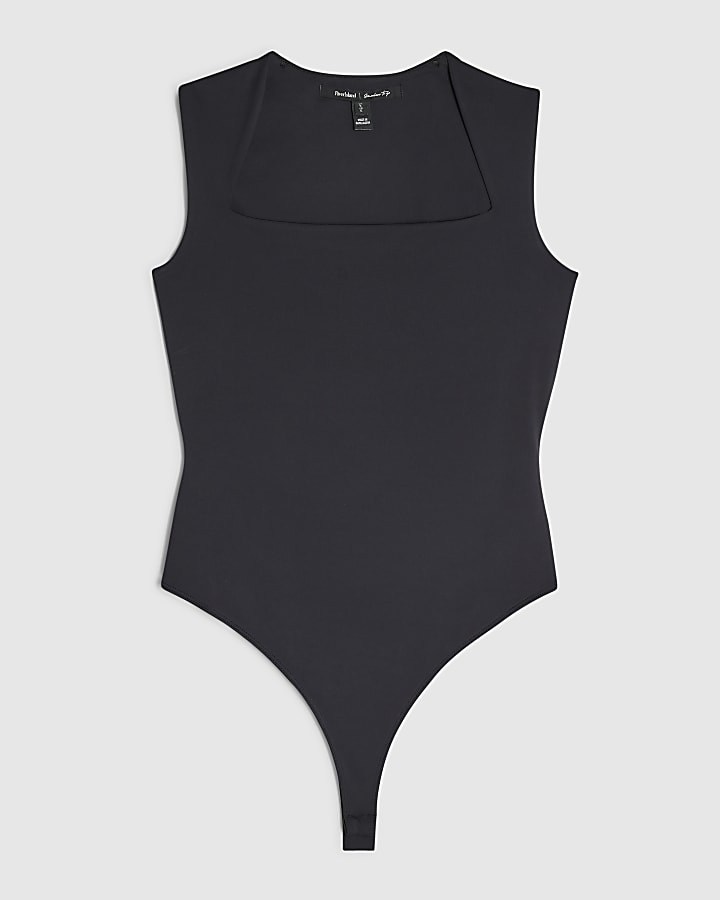 Black Square Neck Bodysuit
