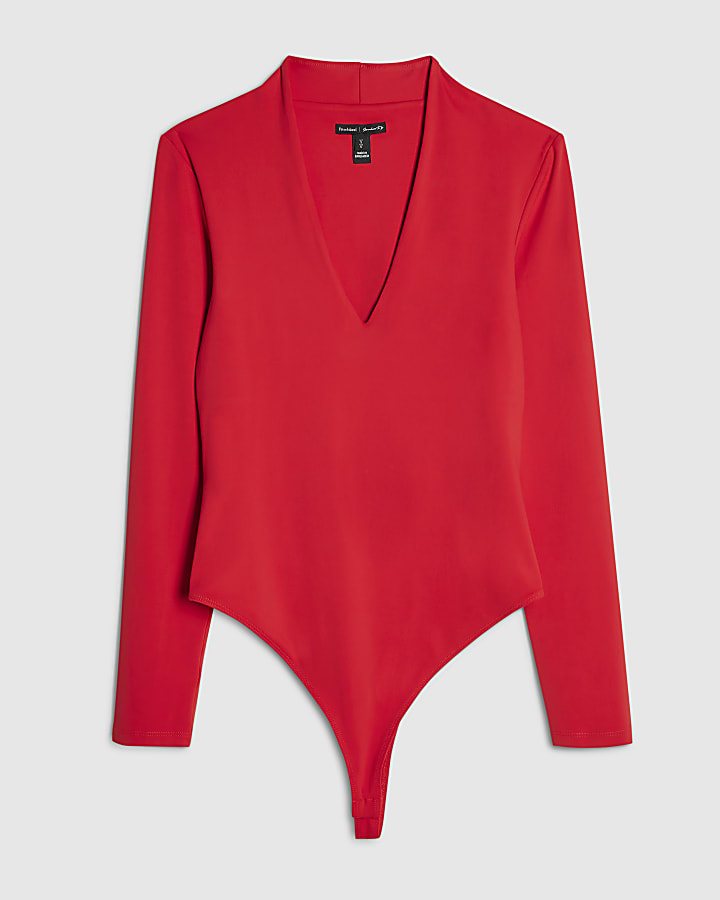 Red Plunge Bodysuit