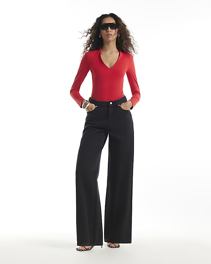 Red Plunge Bodysuit