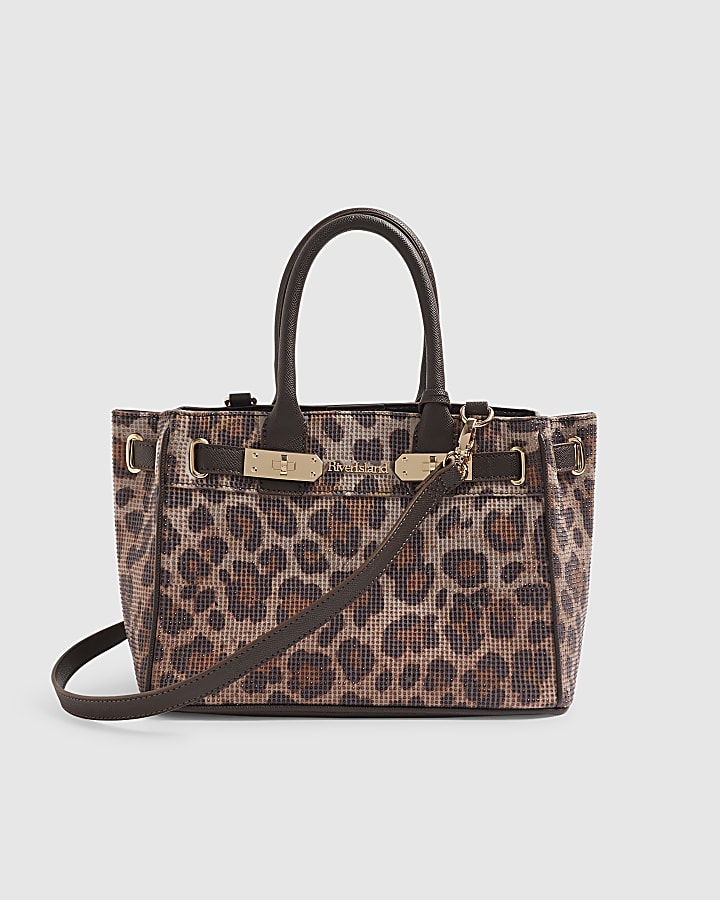 Brown Leopard Print Heatseal Tote Bag