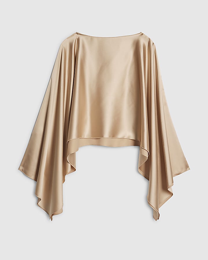 Beige Satin Waterfall Cape