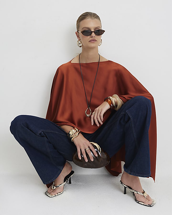 Orange Satin Waterfall Cape