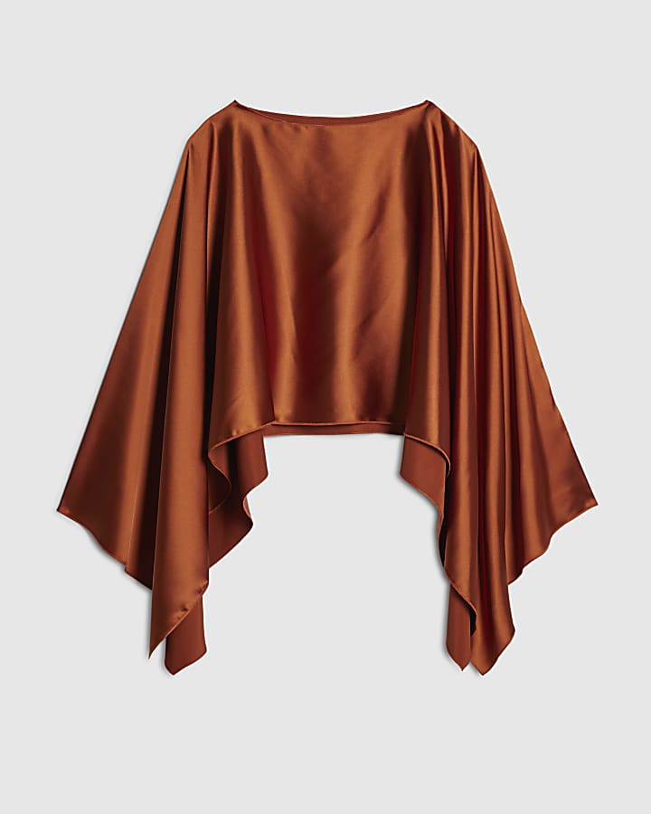Orange Satin Waterfall Cape