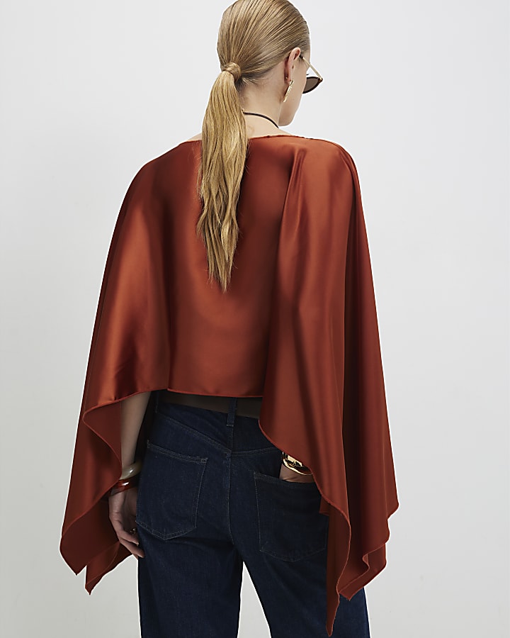 Orange Satin Waterfall Cape