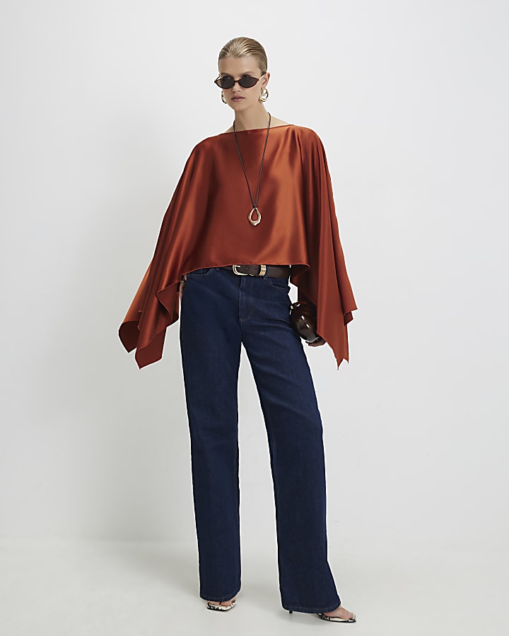 Orange Satin Waterfall Cape