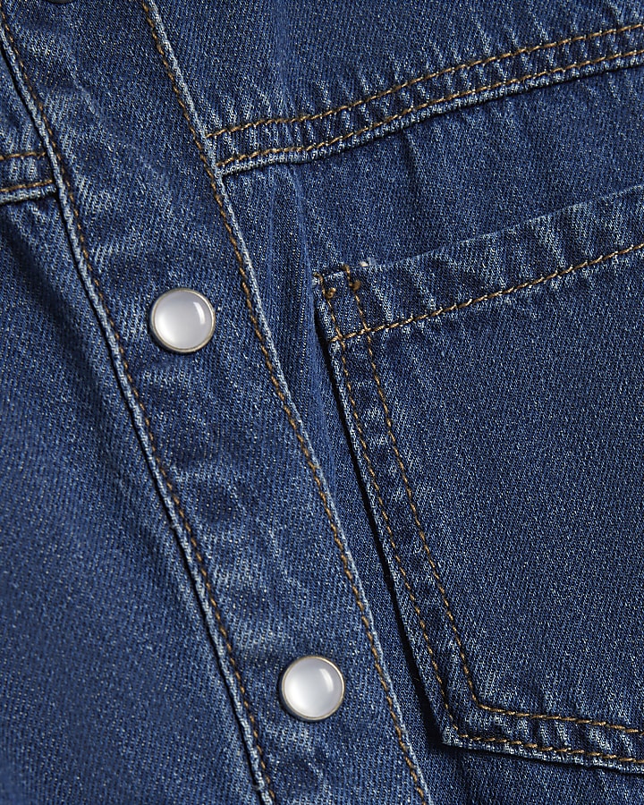 Blue Denim Shoulder Pad Bodysuit