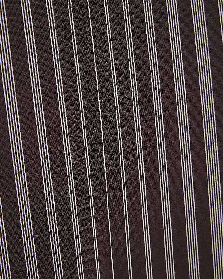 Petite Brown Ponte Wide Leg Stripe Trousers