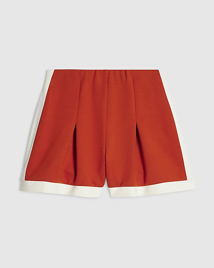 Orange Premium Pleat Colour Block Shorts