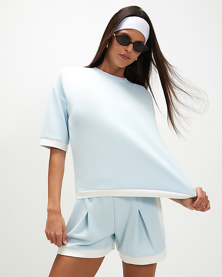 Blue Premium Colour Block T-Shirt