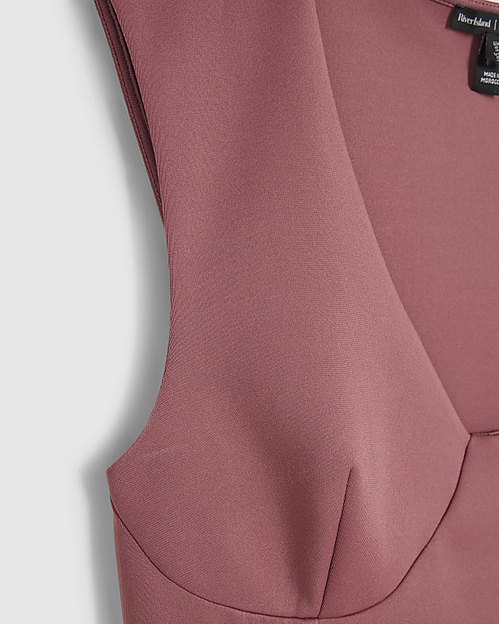 Pink Plunge Neck Mini Dress