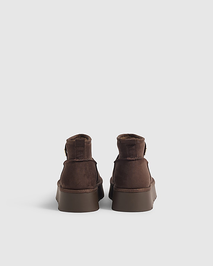 Brown Faux Fur Lined Platform Boots
