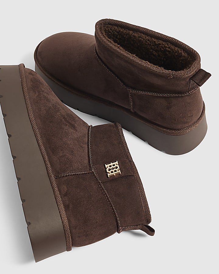 Brown Faux Fur Lined Platform Boots