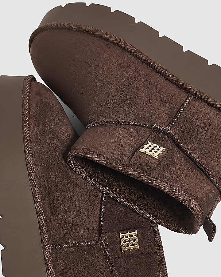 Brown Faux Fur Lined Platform Boots