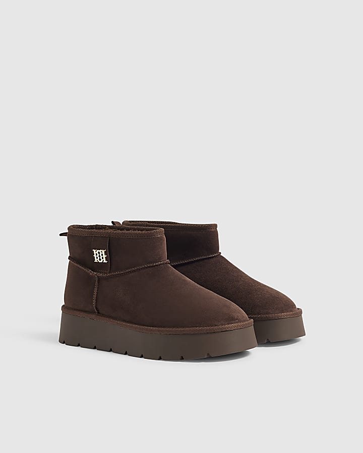 Brown Faux Fur Lined Platform Boots