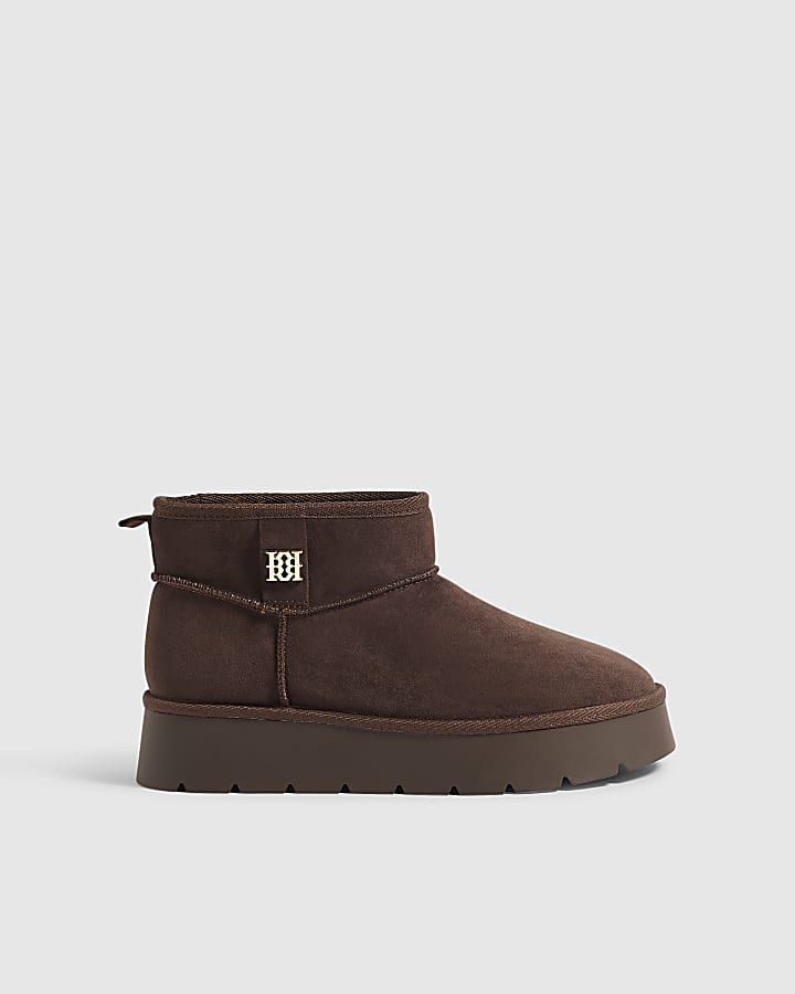 Brown Faux Fur Lined Platform Boots