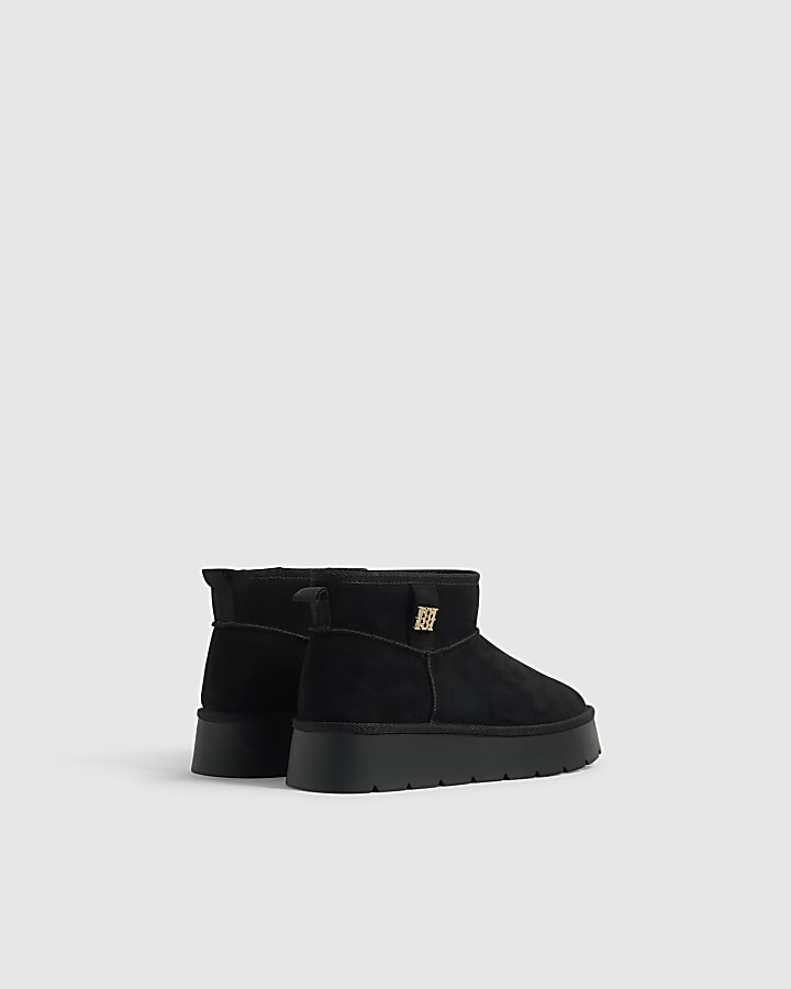 Black Faux Fur Lined Platform Boots