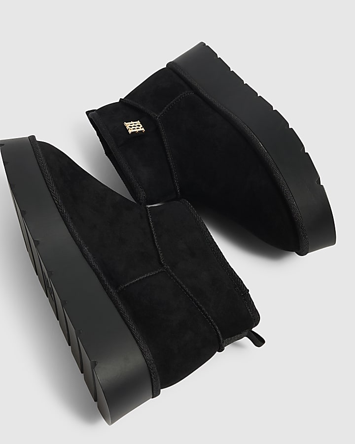Black Faux Fur Lined Platform Boots