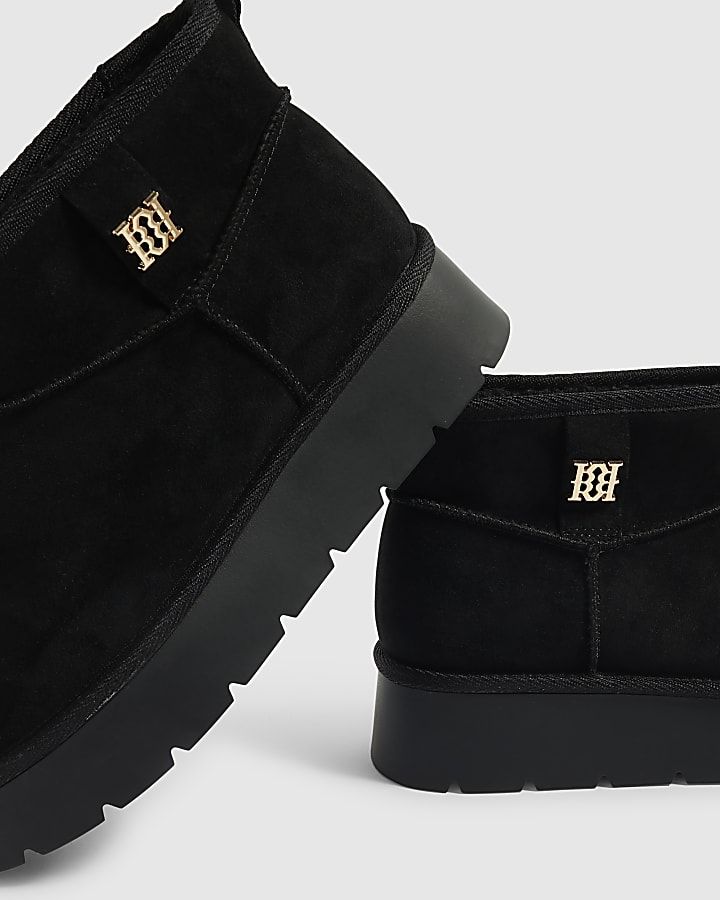 Black Faux Fur Lined Platform Boots