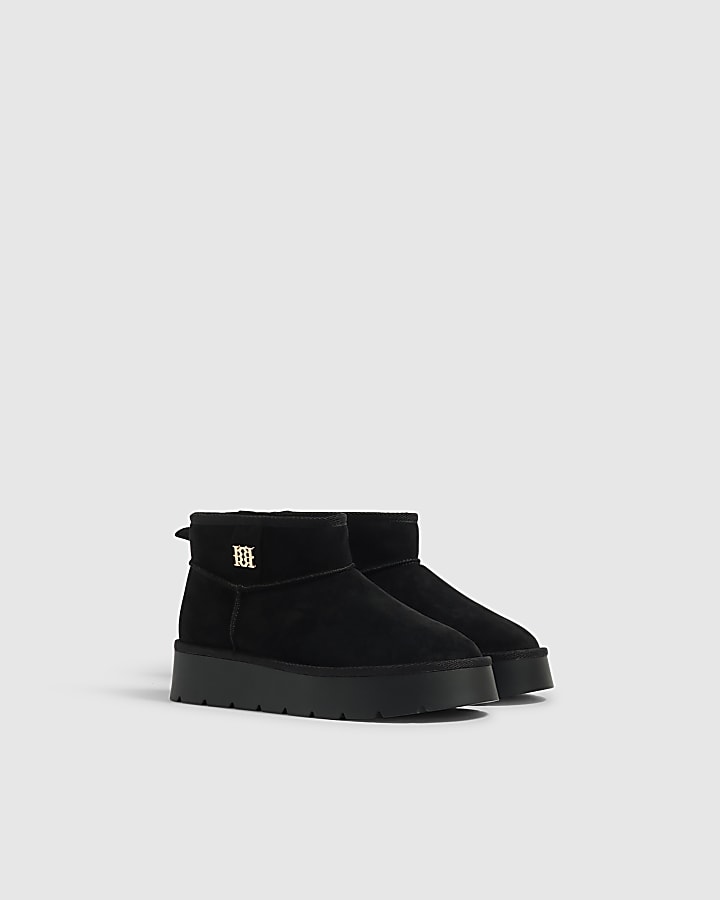 Black Faux Fur Lined Platform Boots