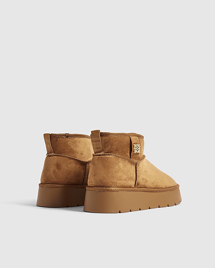 Brown Faux Fur Lined Platform Boots
