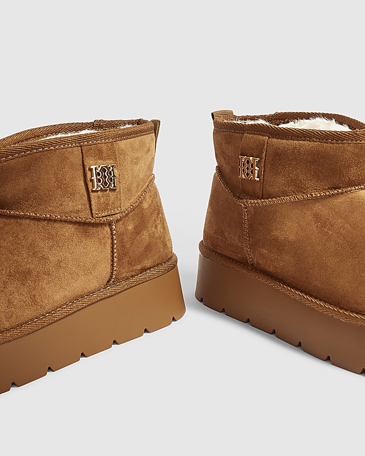 Brown Faux Fur Lined Platform Boots