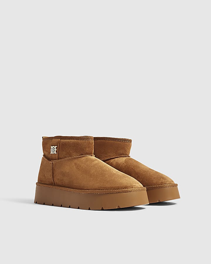 Brown Faux Fur Lined Platform Boots