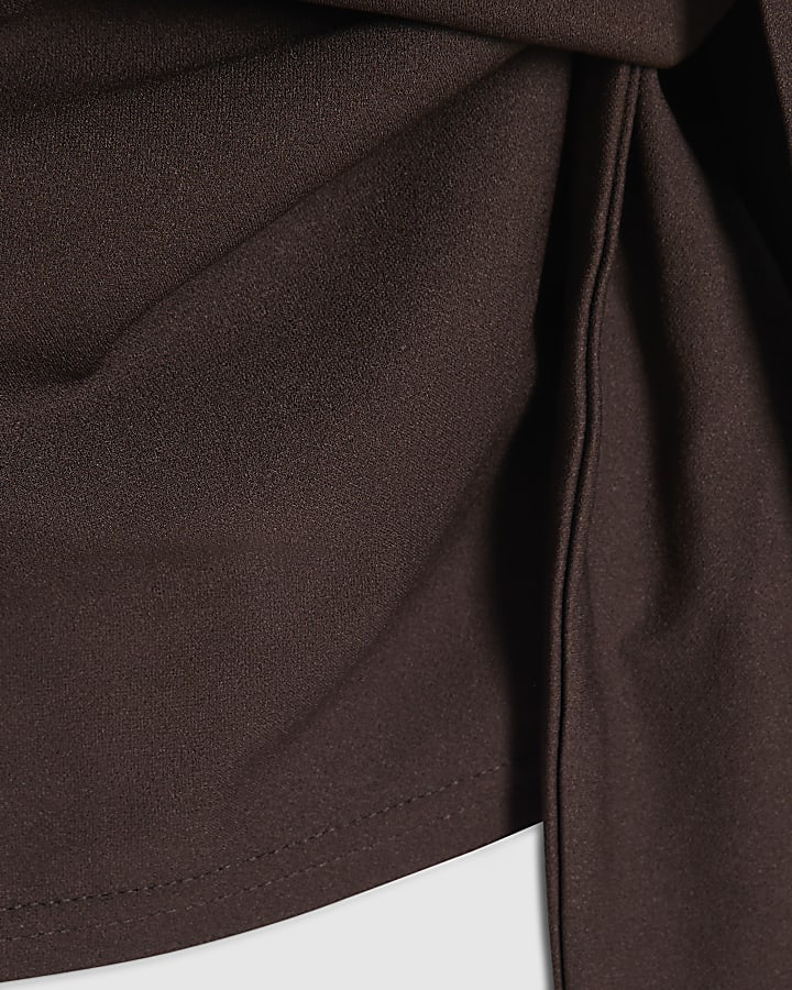 Brown Sleeveless Tie Side Top