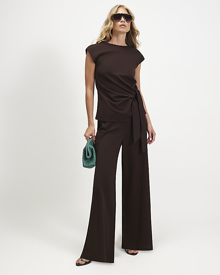 Brown Wide Leg Trousers