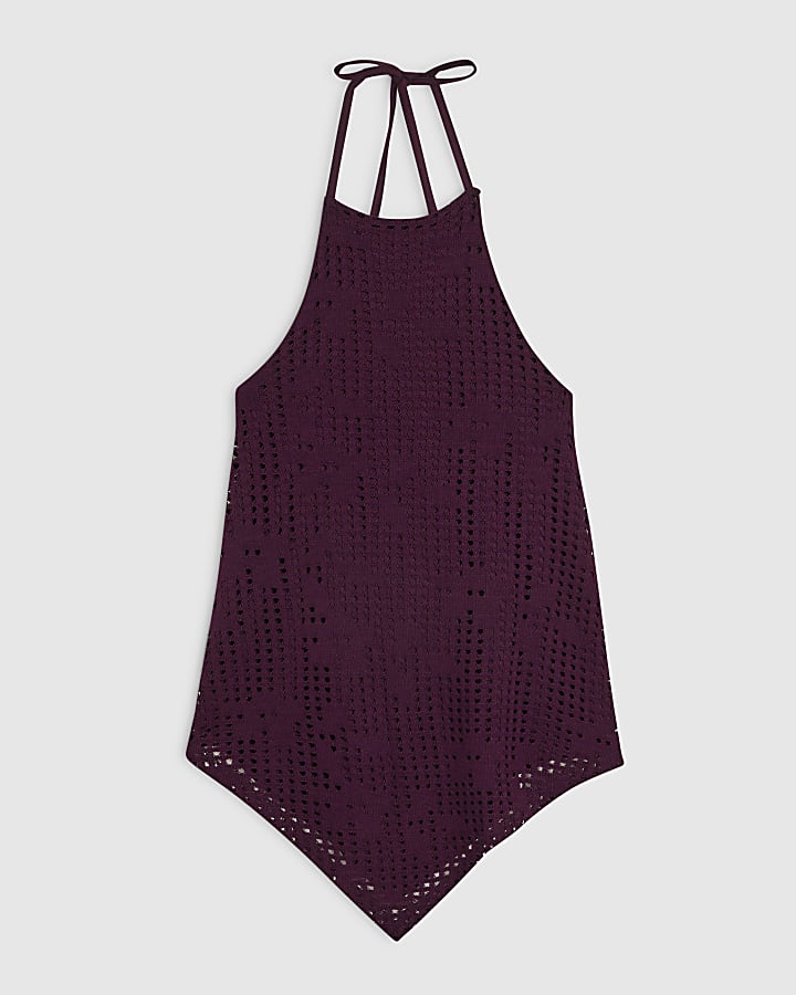 Purple Crochet Halter Top