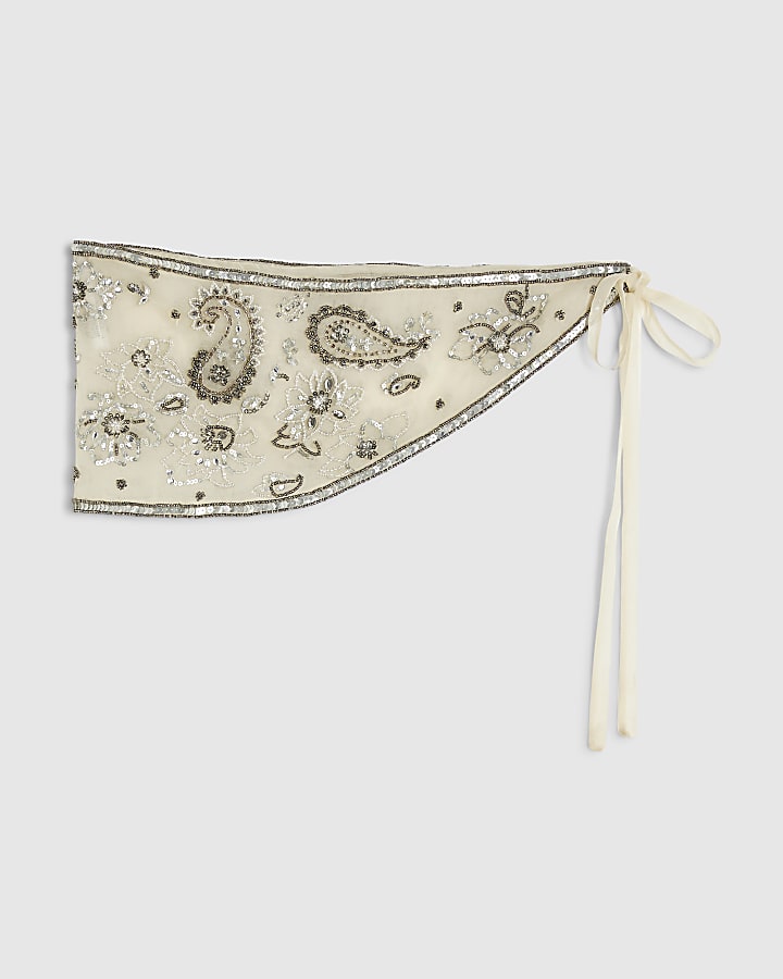 Silver Embellished Hip Scarf
