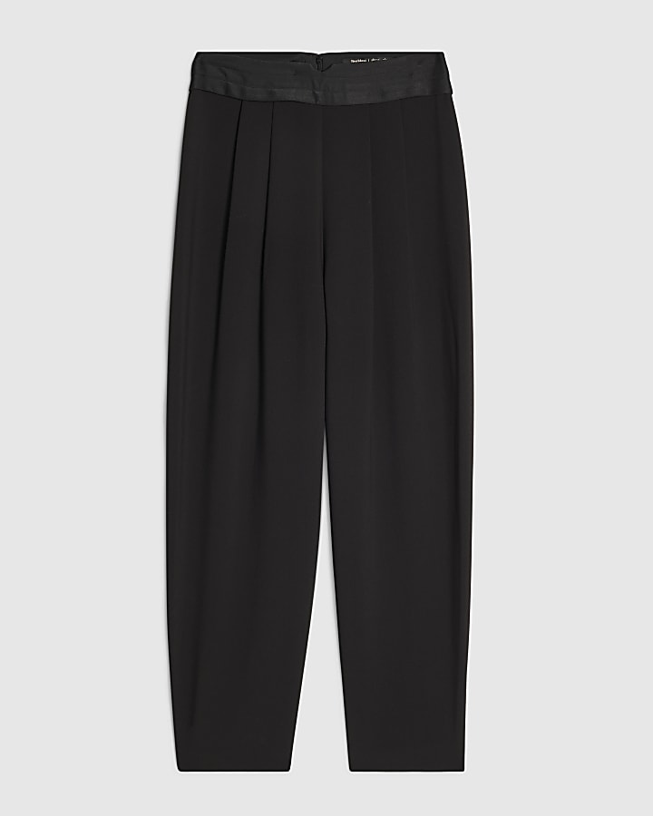 Black Tux Detail Barrel Leg Trousers