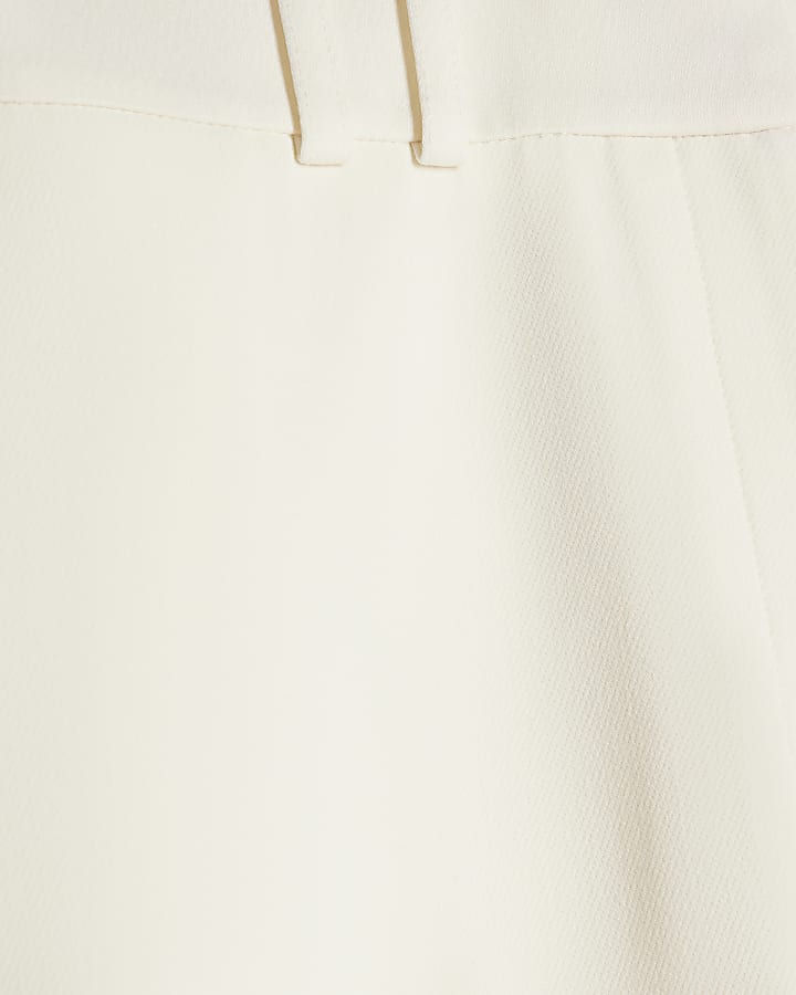 Cream Tux Detail Slim Leg Trousers