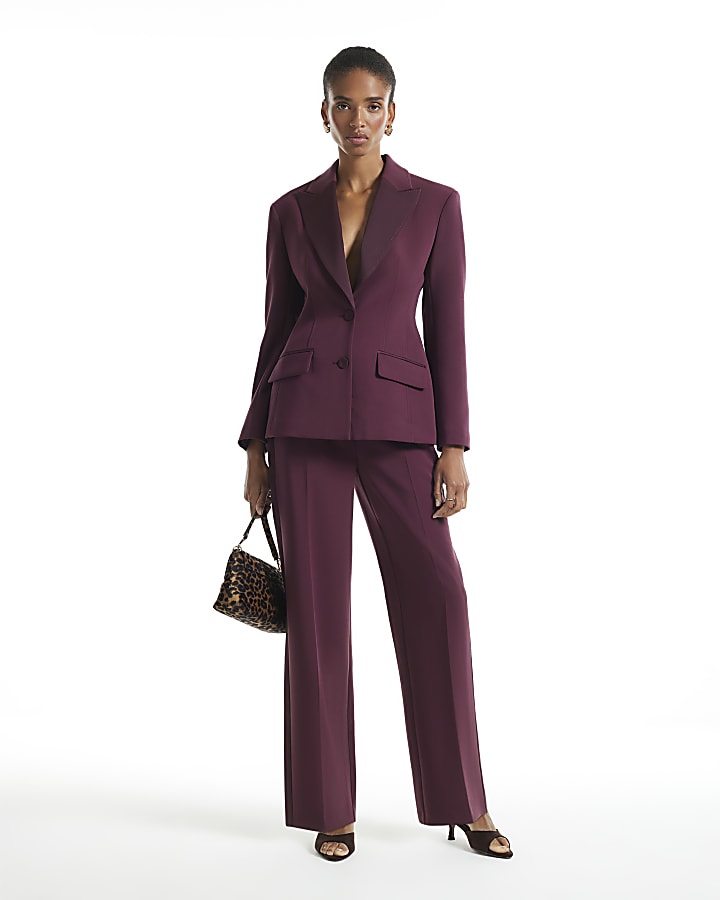 Purple Tux Detail Slim Leg Trousers